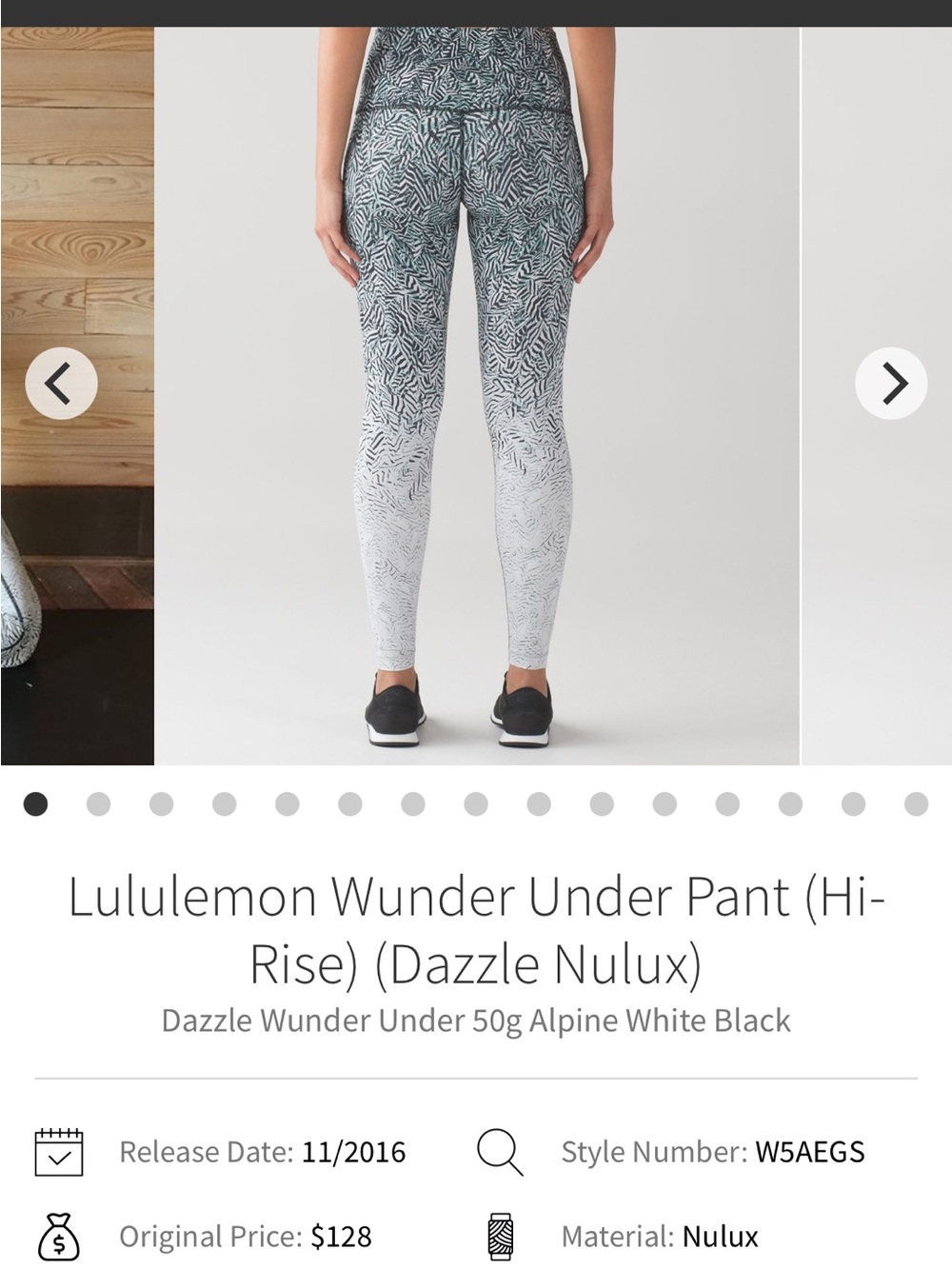 lululemon athletica Dazzle Wunder Under Leggings in Alpine White and Black